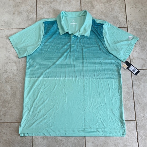 adidas Other - Adidas Mens XL Mint Green Striped Polo Golf Shirt